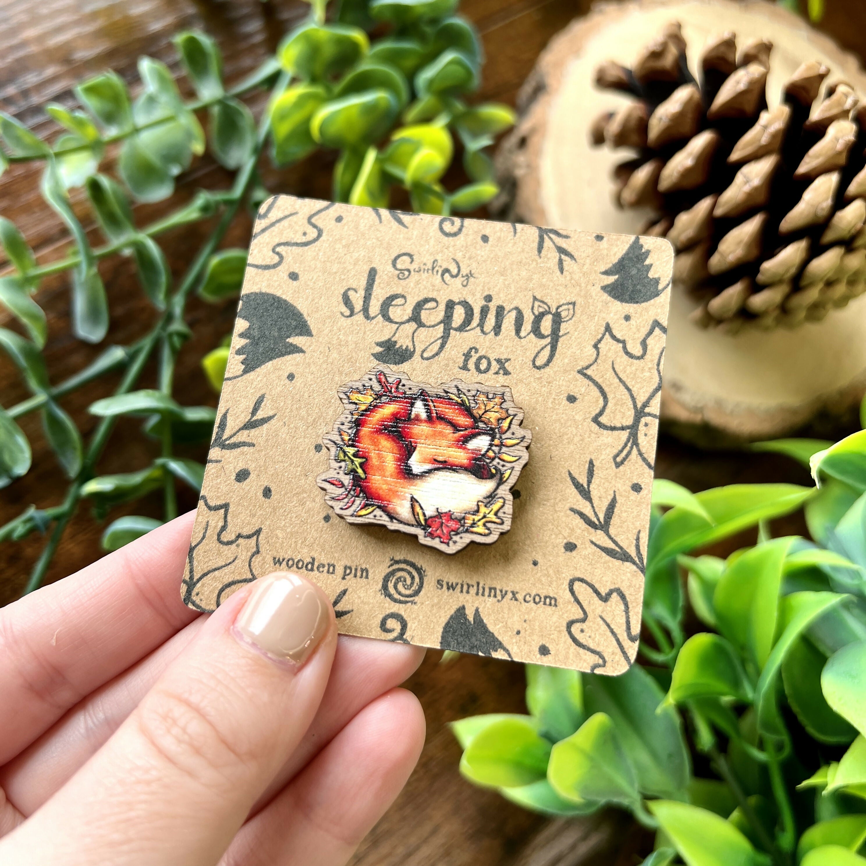 Sleeping Fox Wooden Pin | Adorable Autumn | Art & Soul