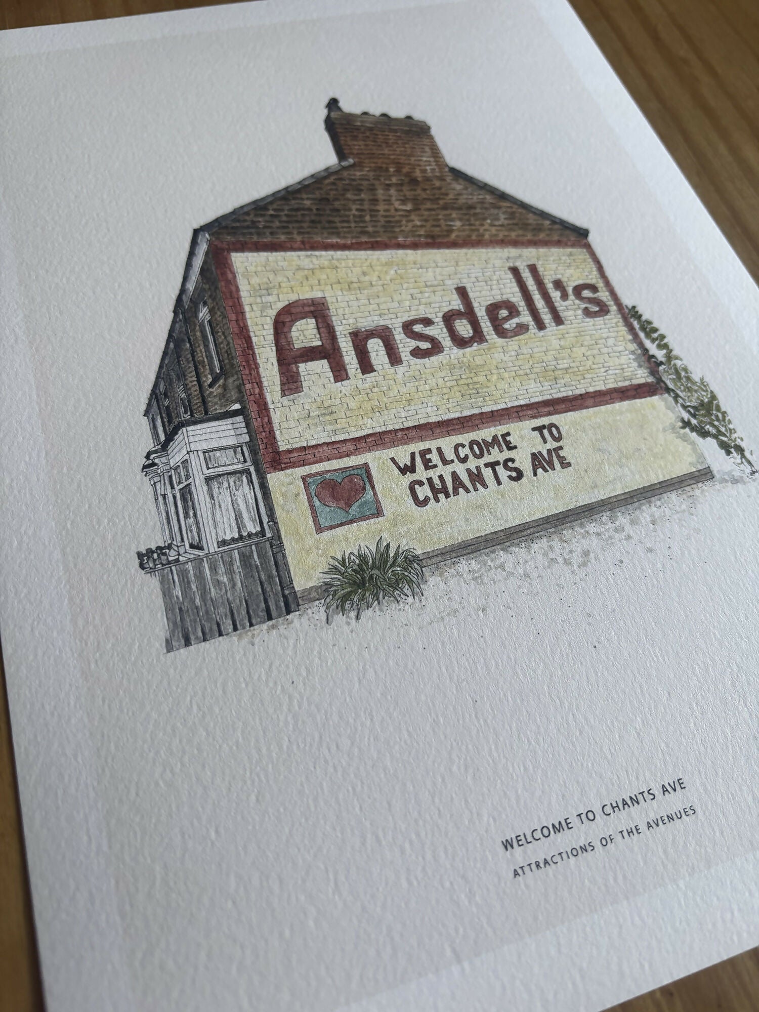 Hull Attractions of the Avenues Watercolour Print A4 / Chant's Ave
