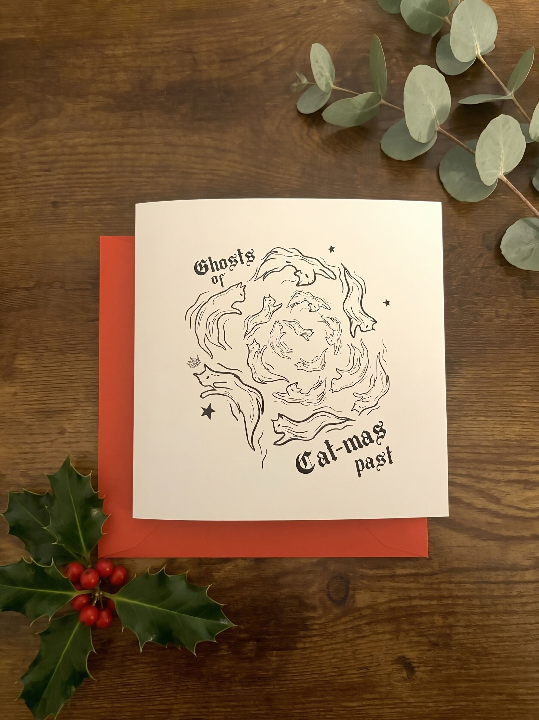 Ghosts of Cat-mas Past Christmas Card / Cat Greetings Card