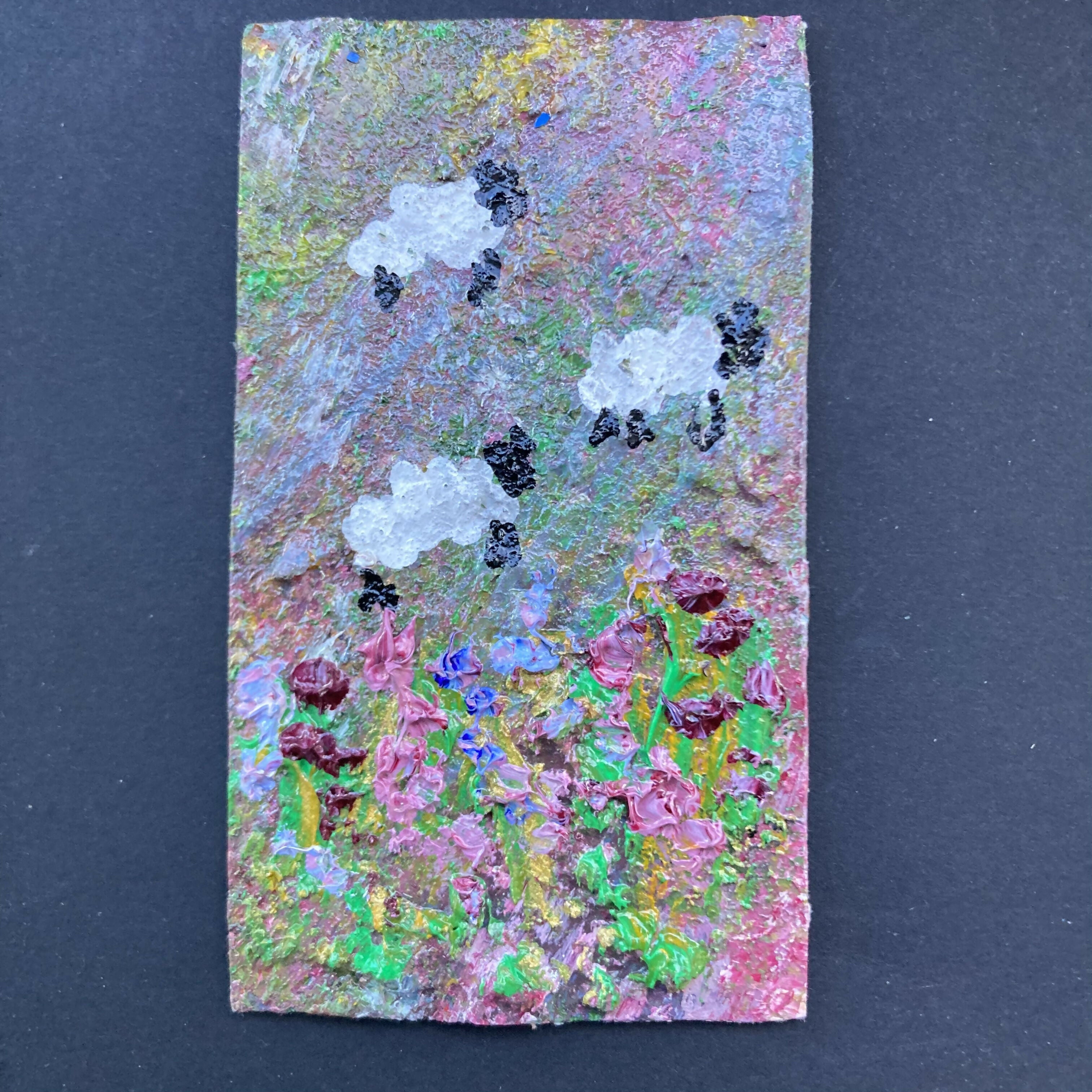 3 Sheep Oil Painting Mini Canvas Fridge Magnet