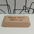 Wooden Business Card Holder – “Keep Your Chin Up” (Maple)