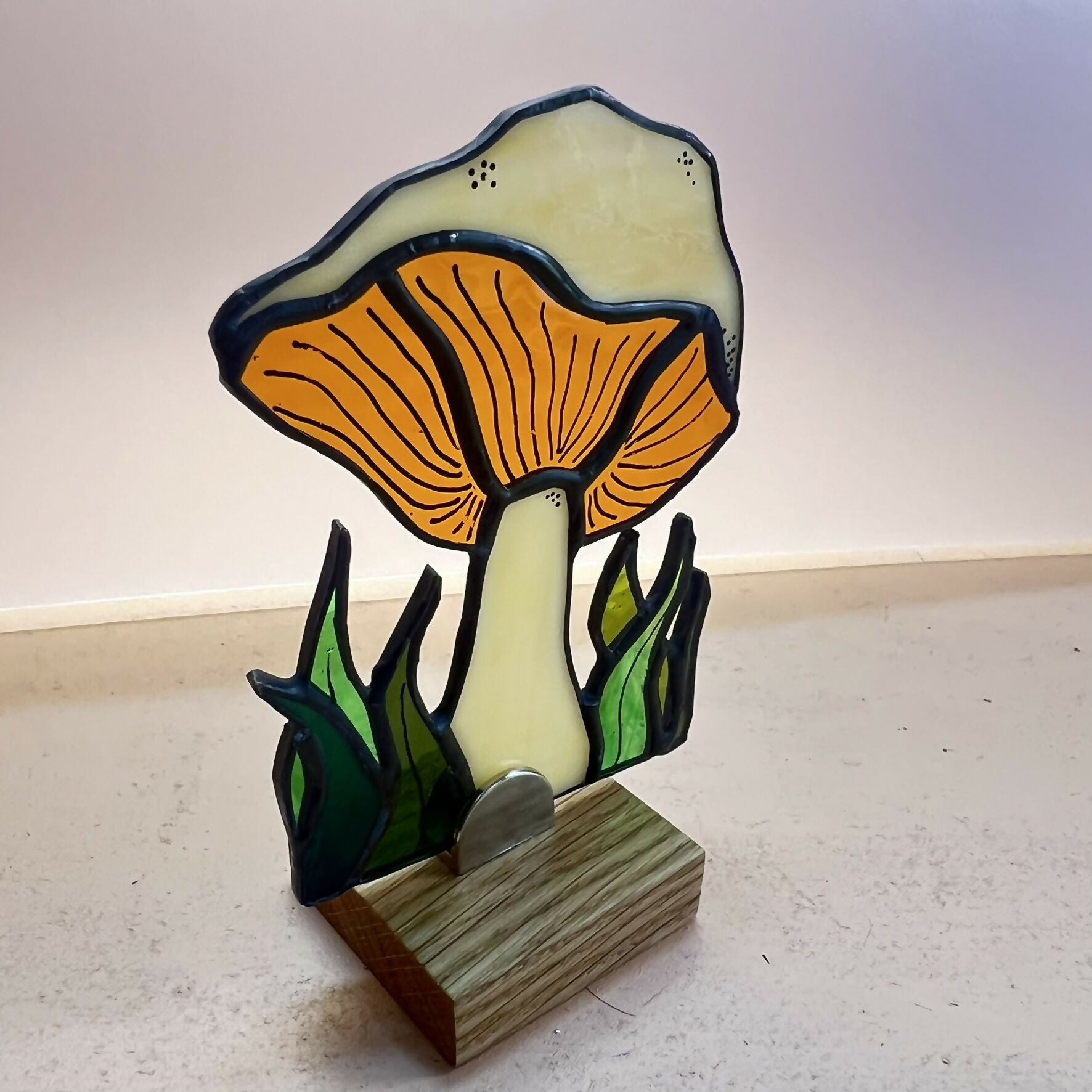 Stained Glass Mushroom on Stand
