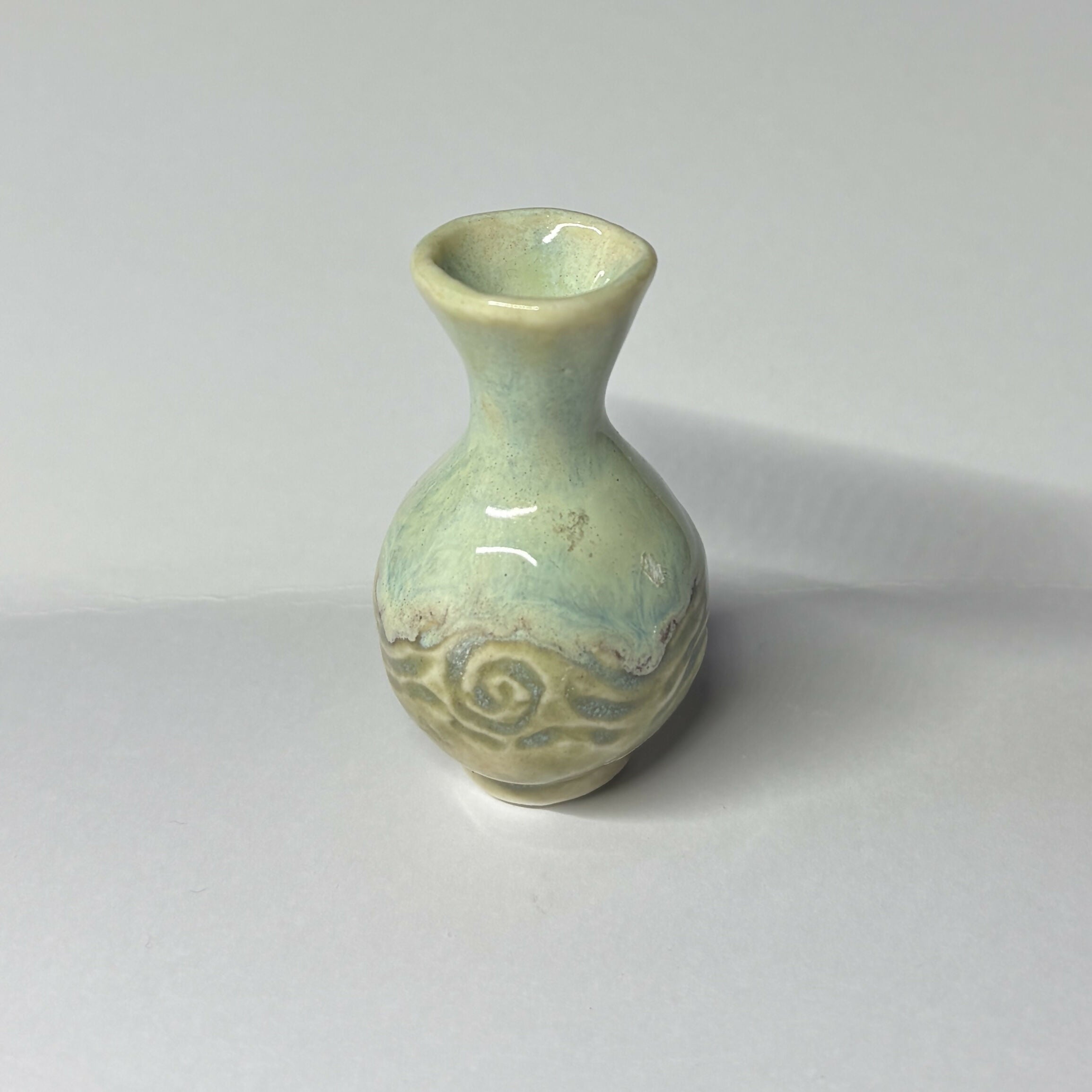 Sea Green Vase with Fossil Detail
