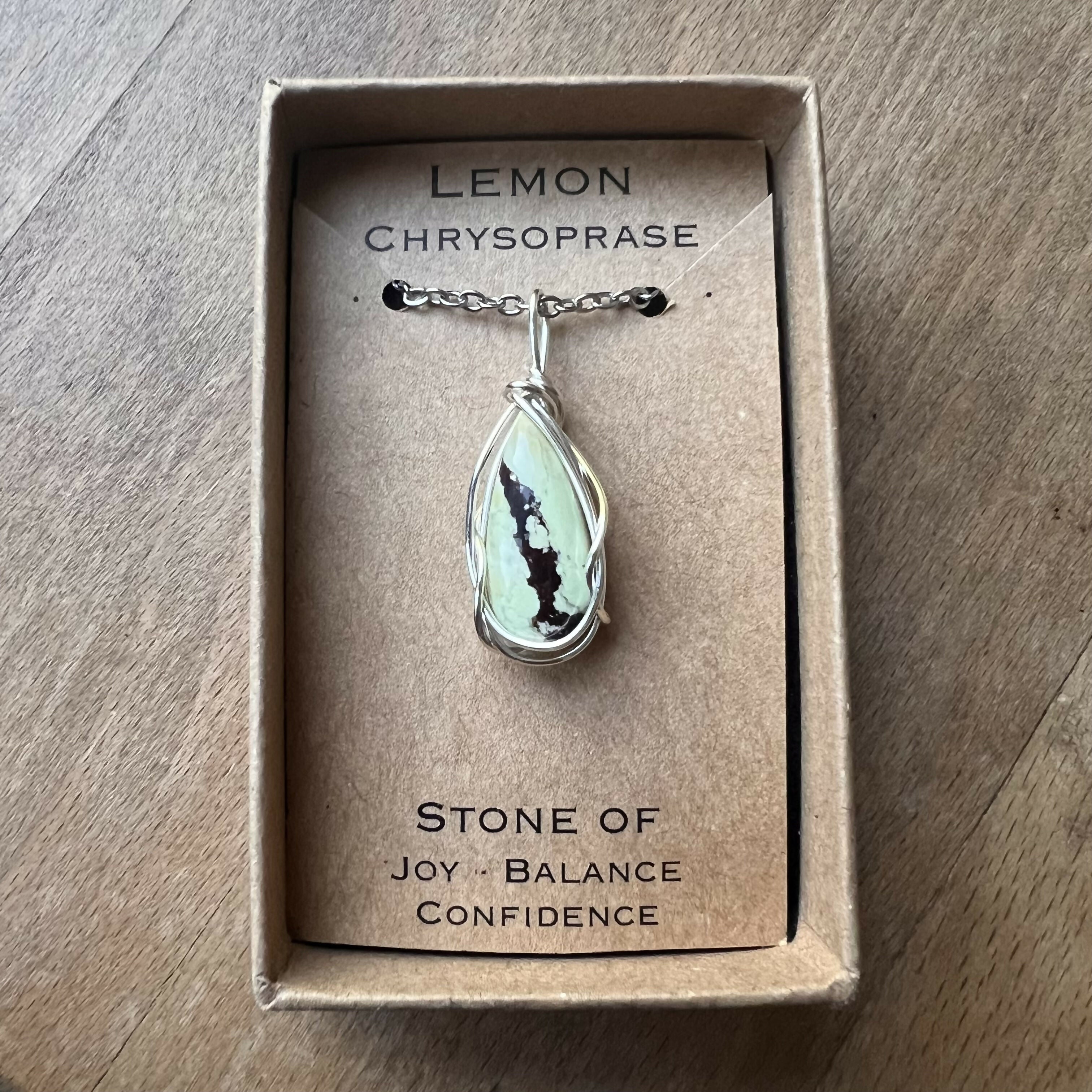 Lemon Chrysoprase Wire Wrapped Pendant