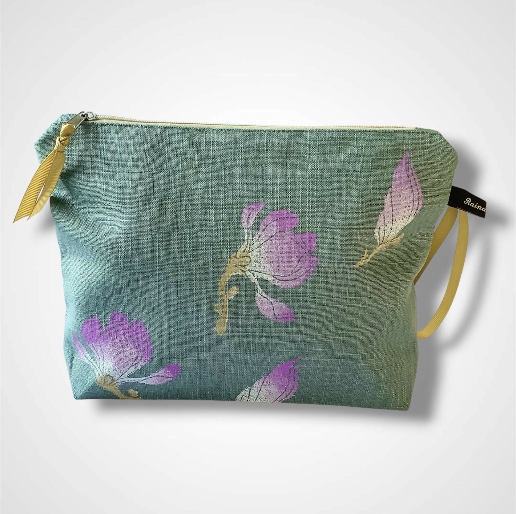 Sage Magnolias Linen Women’s Makeup Bag