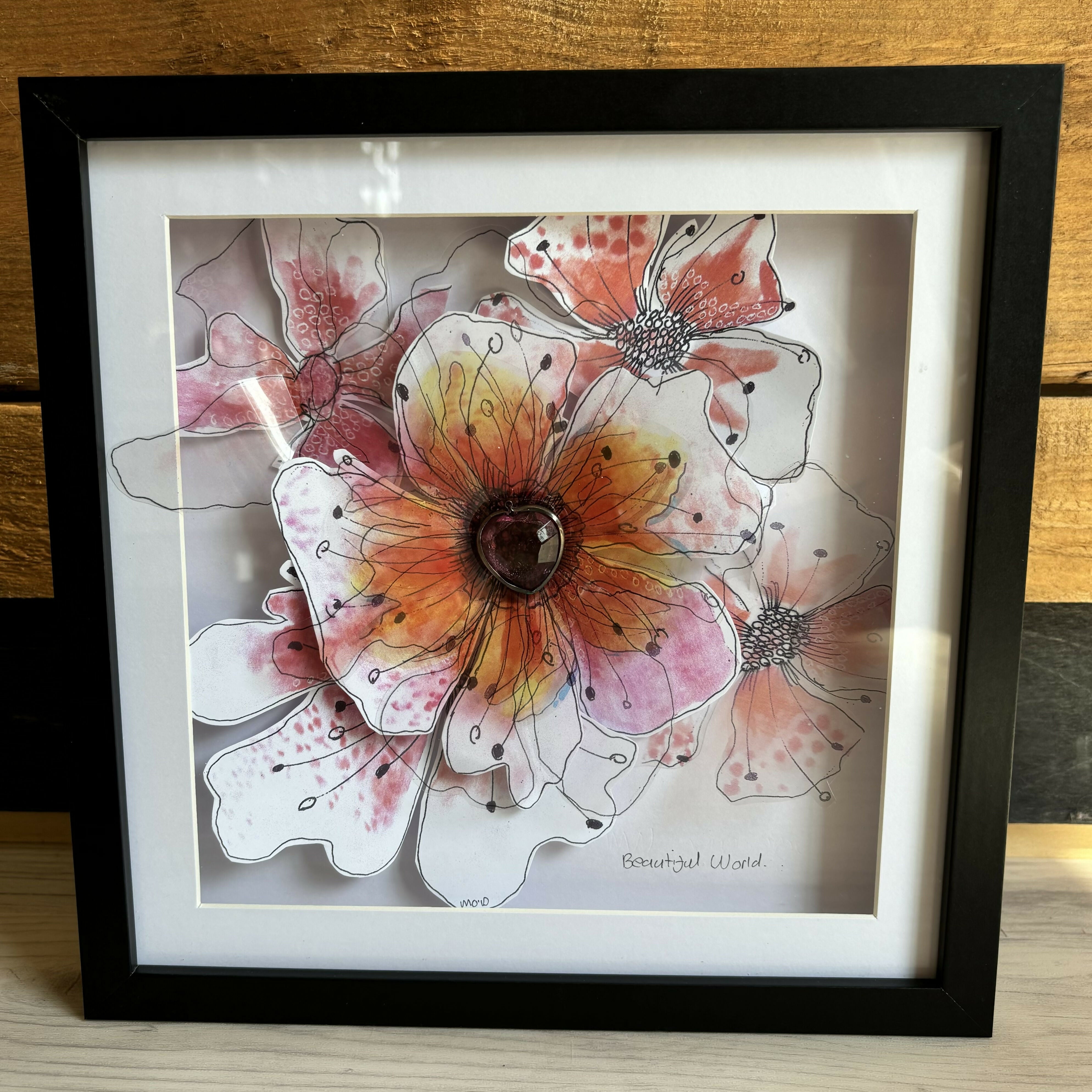 Beautiful World - Framed Mixed Media Artwork