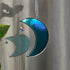 Iridescent Blue Crescent Moon Stained Glass Suncatcher