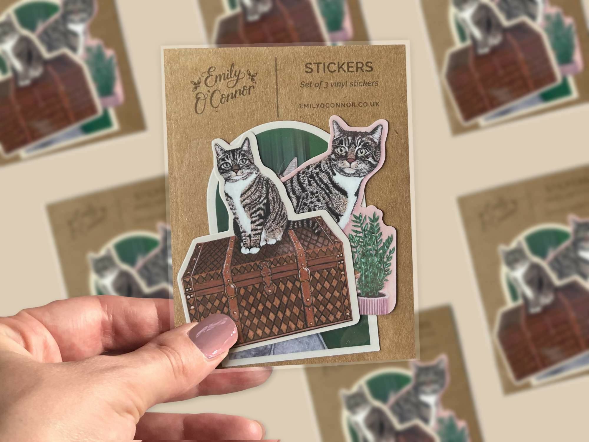 Tabby Cat Stickers - Die Cut Stickers Pack of 3