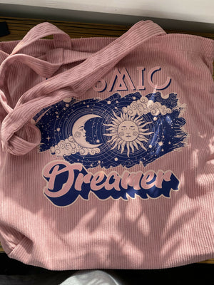 Cosmic dreamer pink tote bag