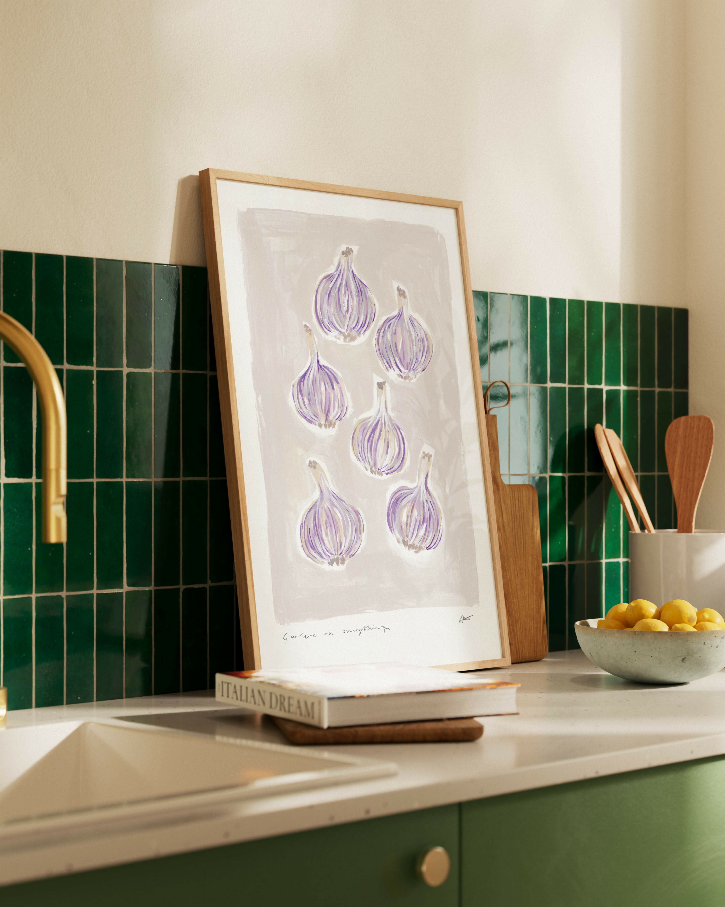 'Garlic on Everything' Hand Painted Art Print
