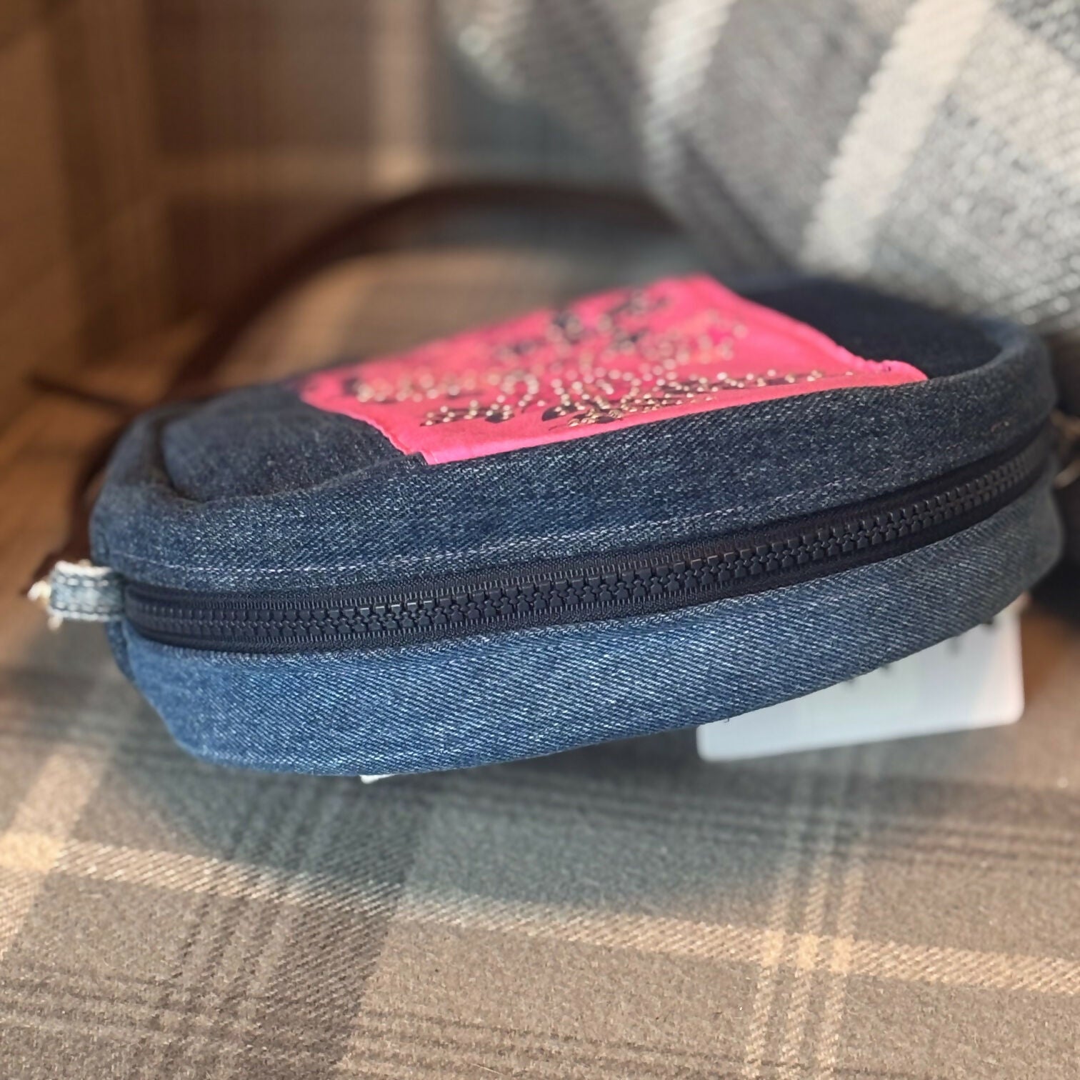 Unique Bag Round Handbag Made From Upcycled Jeans And fabric
