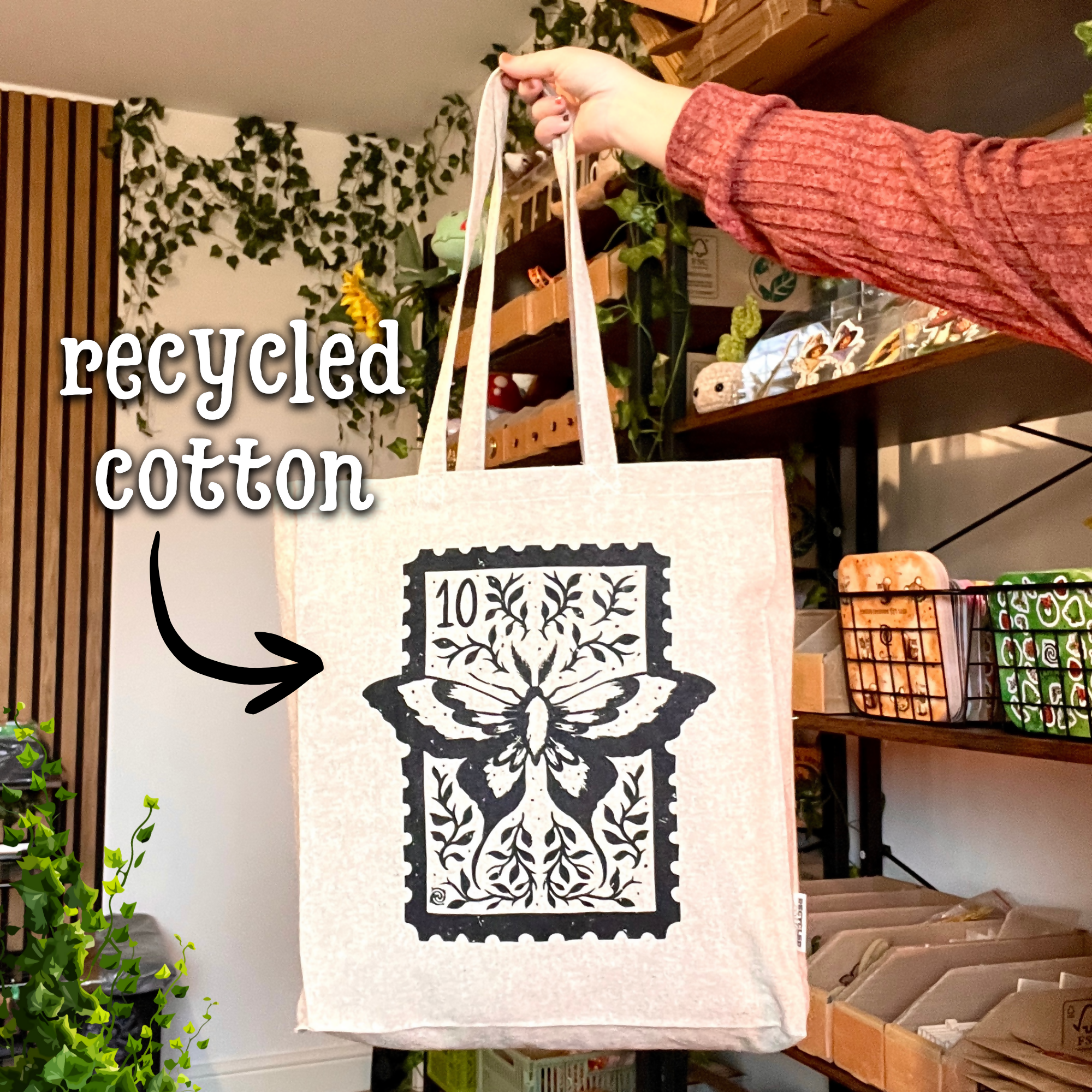 Magical Moth Stamp Tote Bag