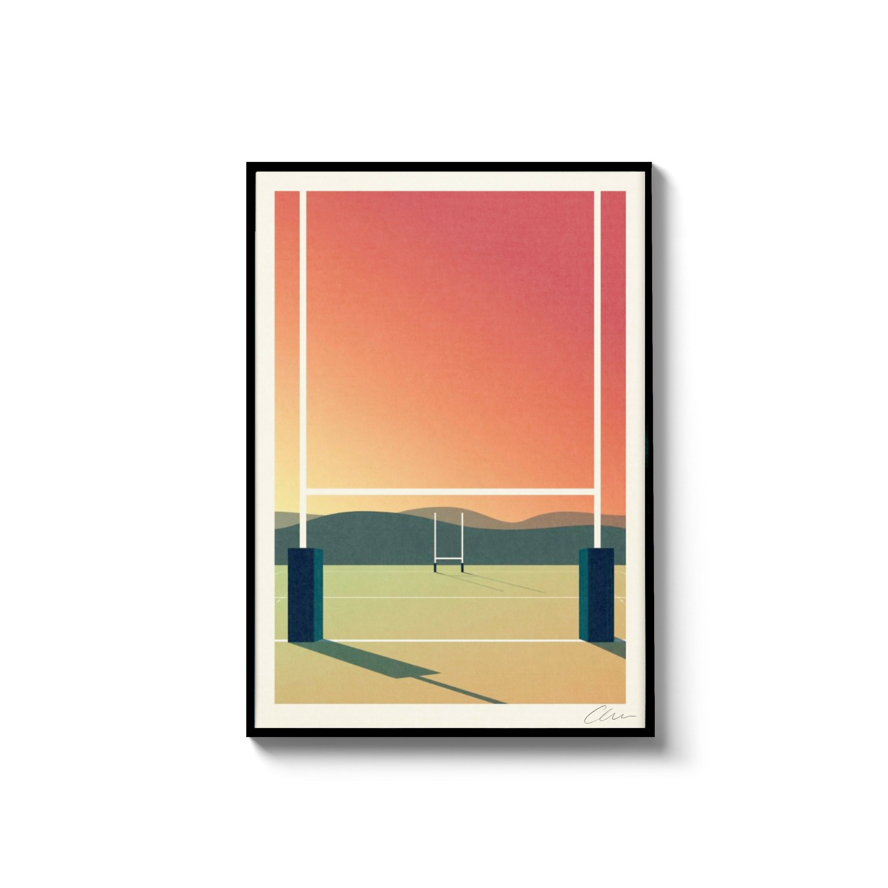 Summer Rugby Pitch, A4 Print