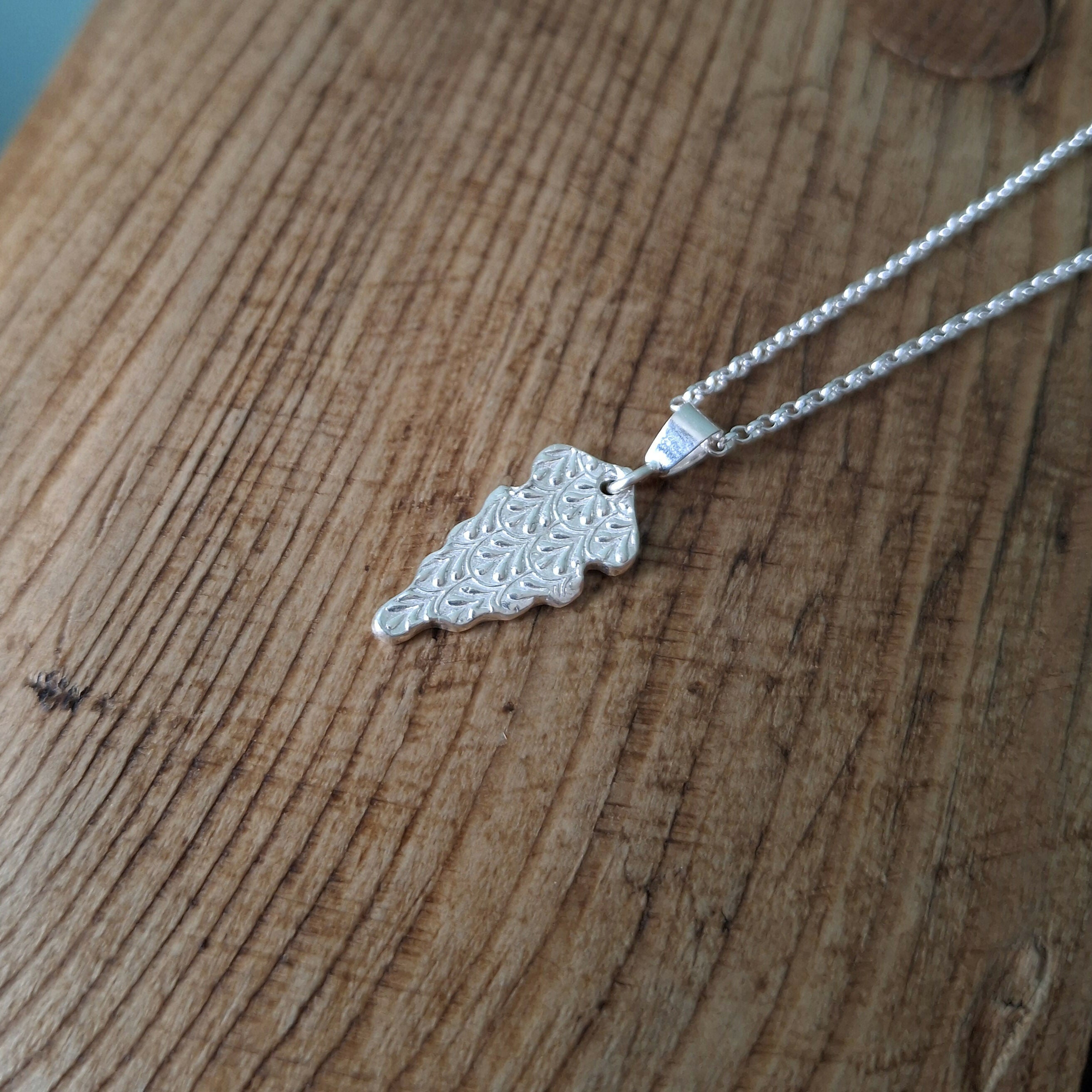 Handmade Fancy Leaf Silver Charm Necklace