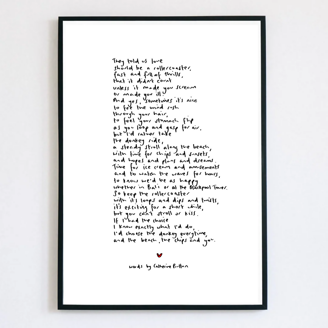 They Told Us Love Should Be A Rollercoaster Poem Print
