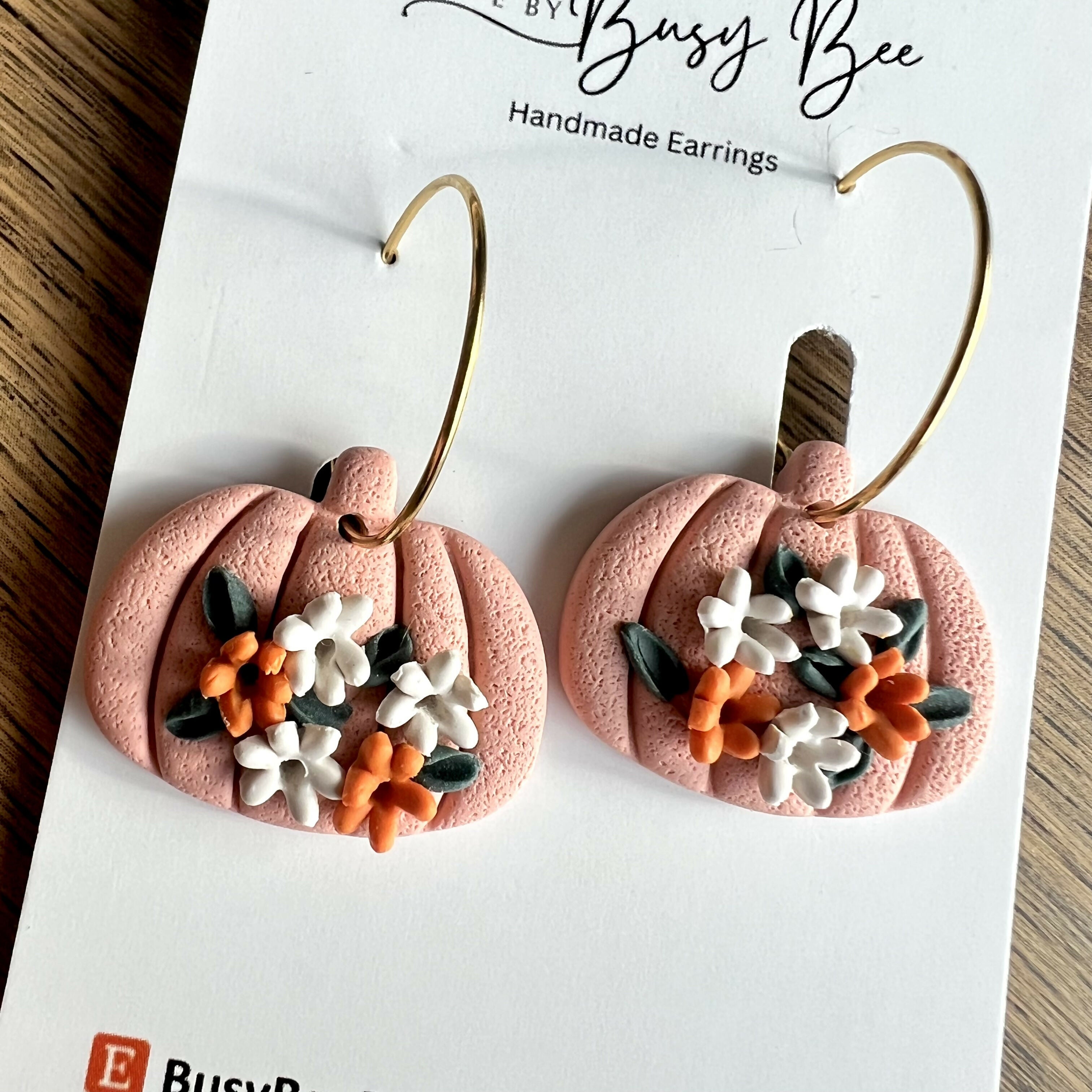 Autumn Polymer Clay Earrings, Dainty Handmade Dangles