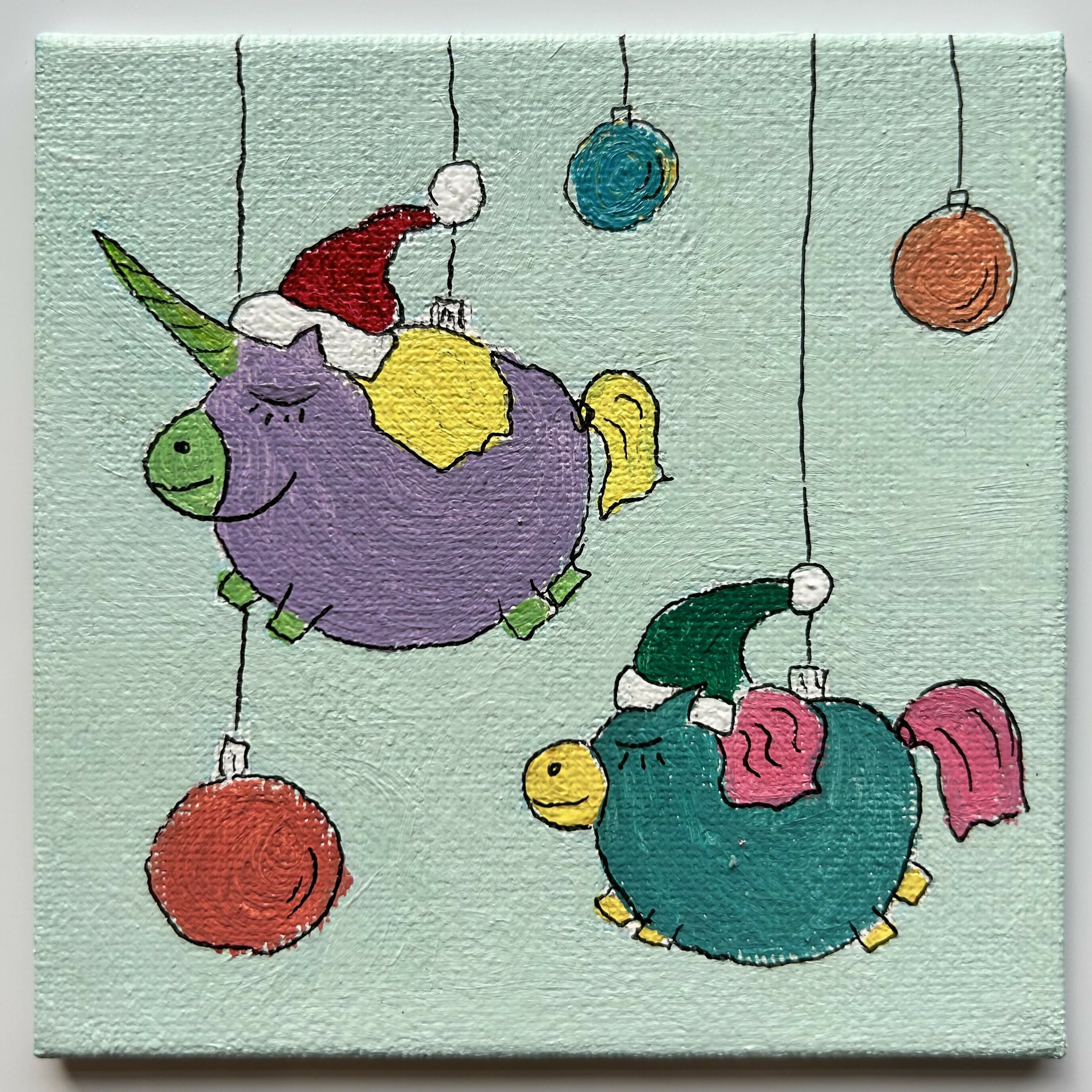2026 Horse & Unicorn Baubles Original Artwork