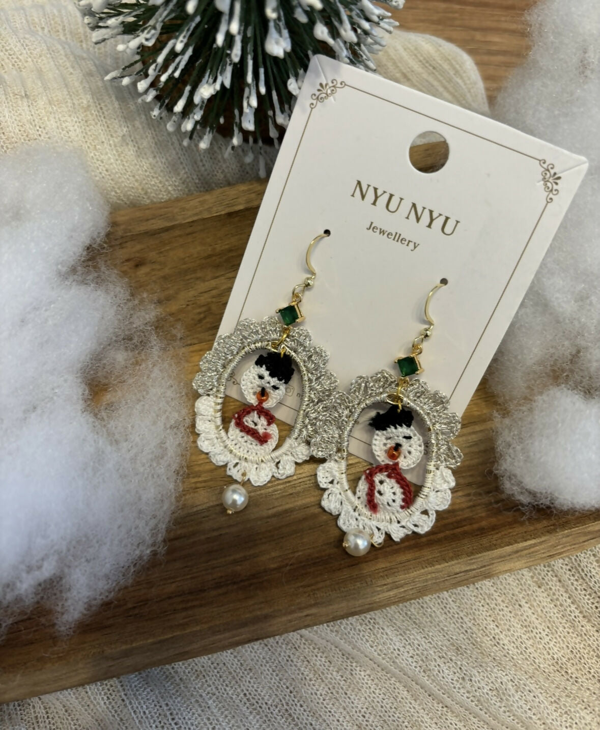 Handmade Micro Crochet Christmas Drop Earrings