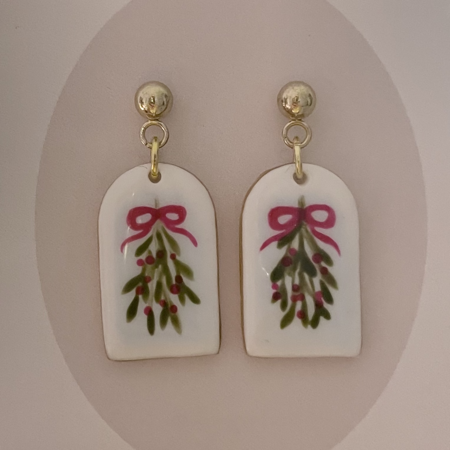 Christmas Polymer Clay Earrings With Gold Plated Fastenings