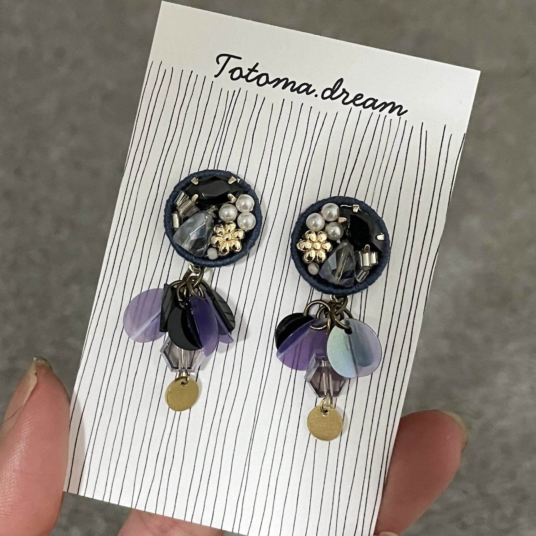 Crystal Embroidery Earrings With Charm