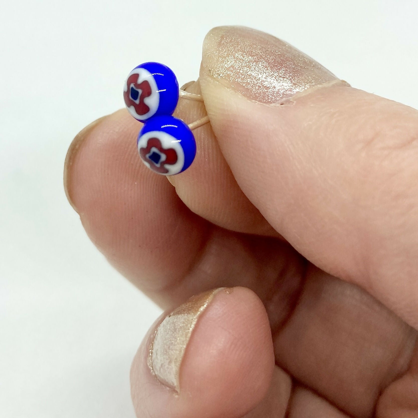 Mini flower Stud Earrings made from Fused Glass and Sterling Silver