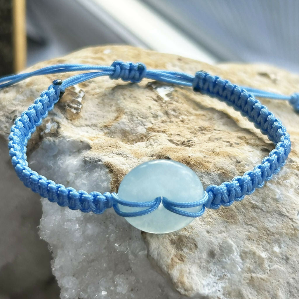 Handmade Adjustable Macrame Bracelet With Aquamarine