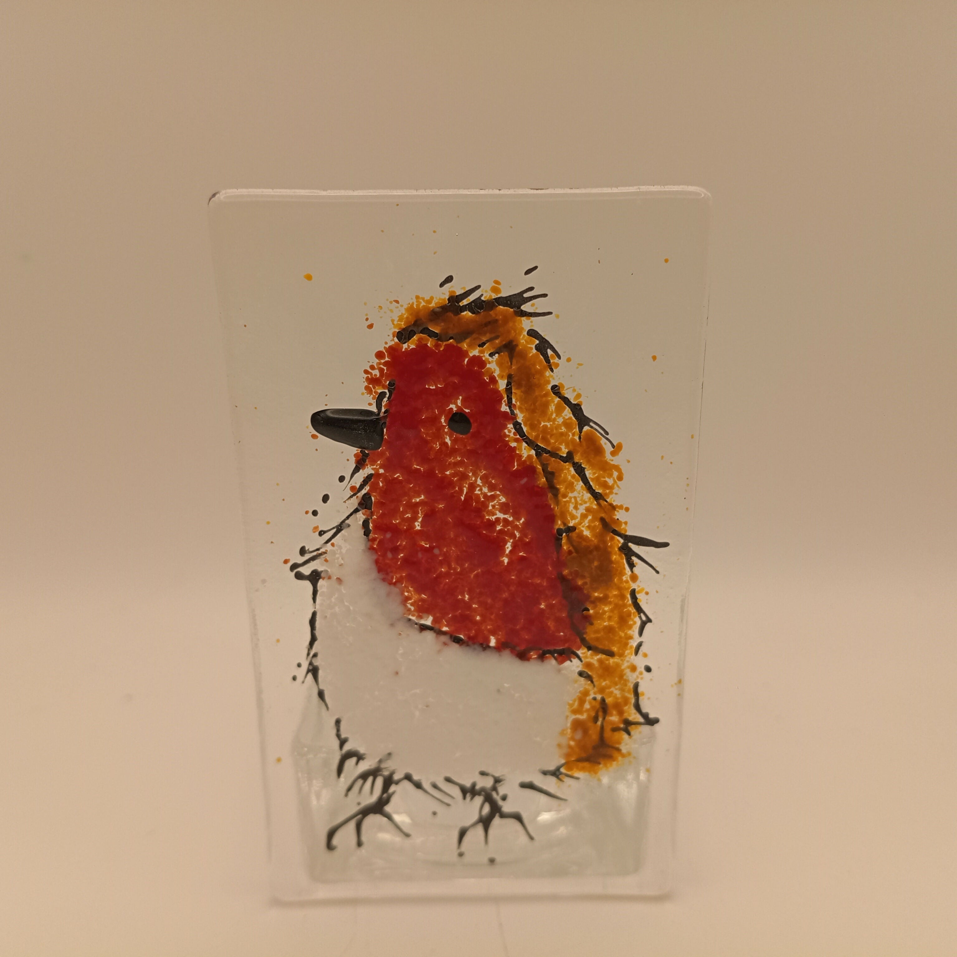 Fused Glass Robin Tealight