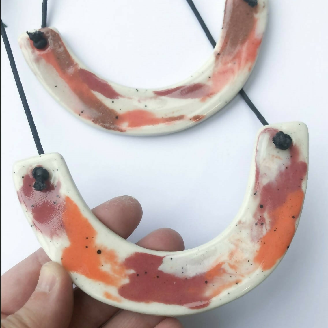 Marbled Orange/ Red U Necklace