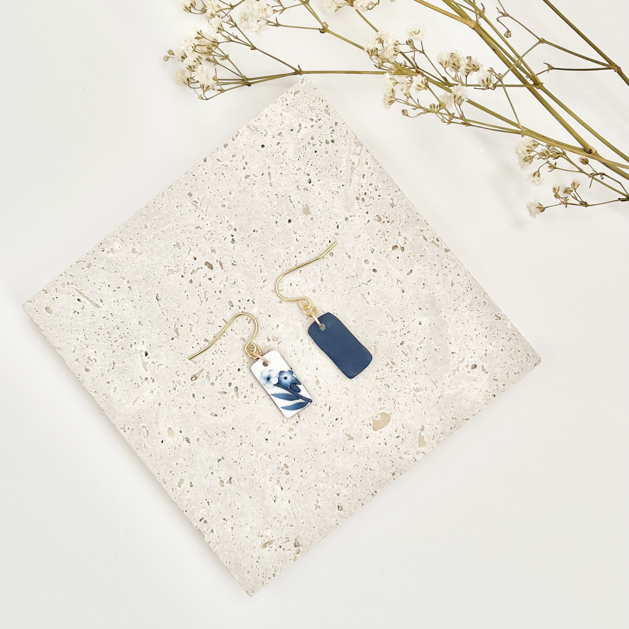 Blue China No. 8 - Handmade Polymer Clay Earrings