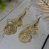 Gold Unalome Earrings; Hand Sculpted Brass Wire Spiral Buddhist Boho Thai Earrings