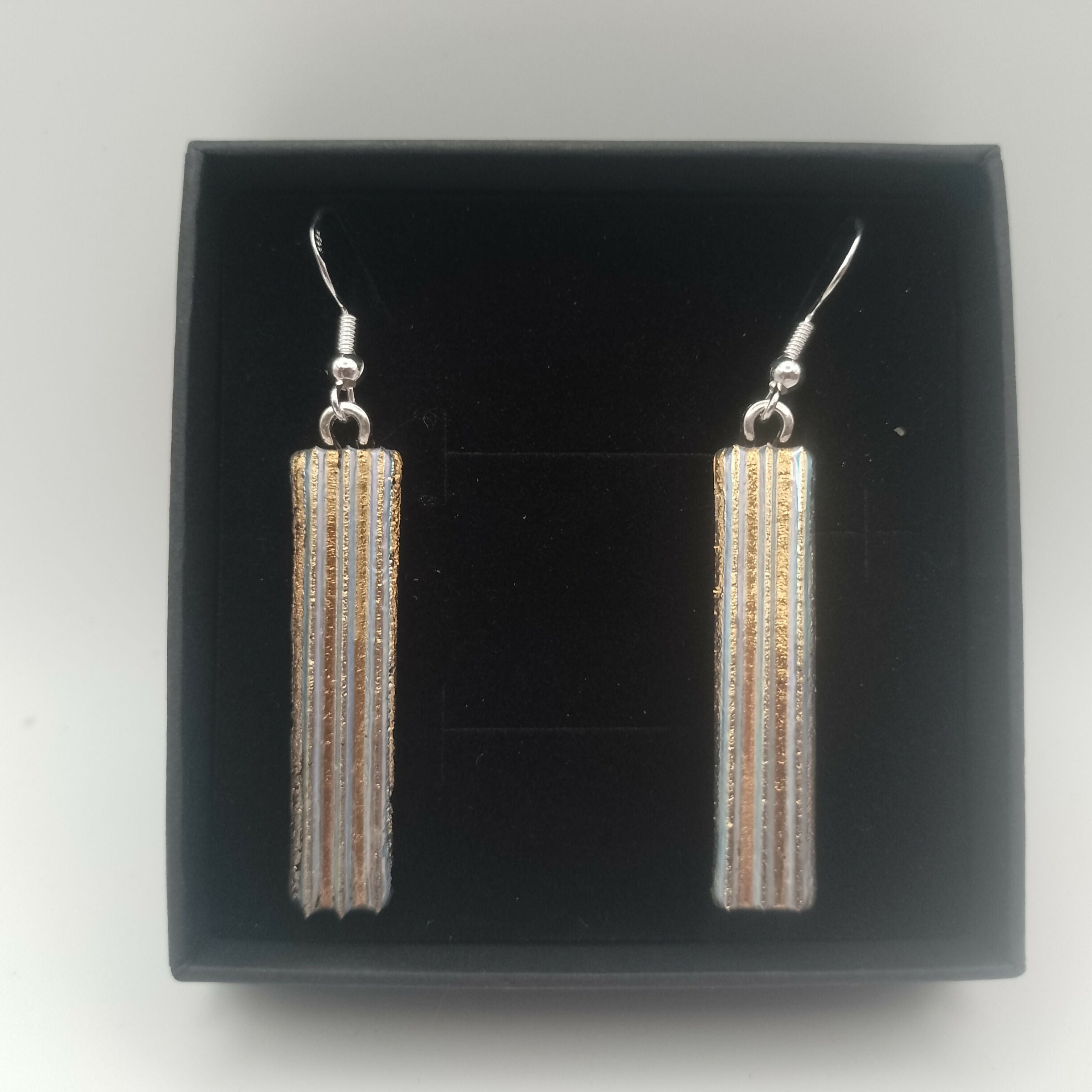 Gold and Pink Shimmer Dichroic Earrings