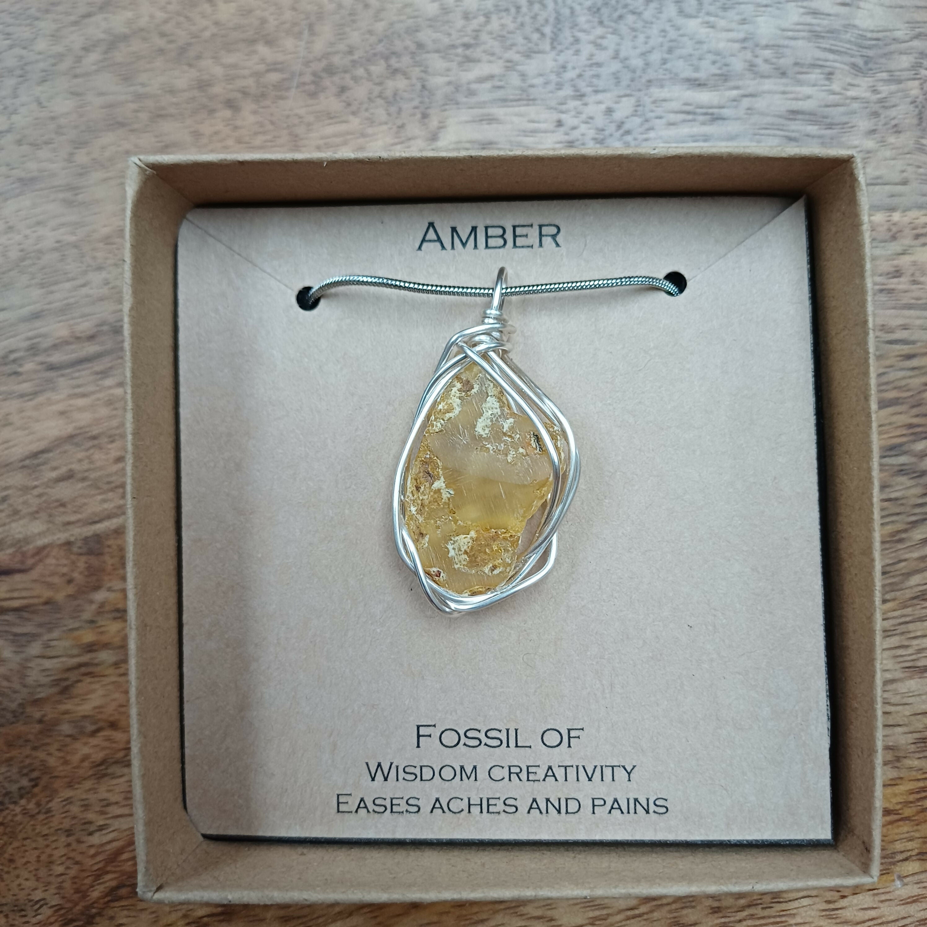 Raw Amber Wire Wrapped Pendant