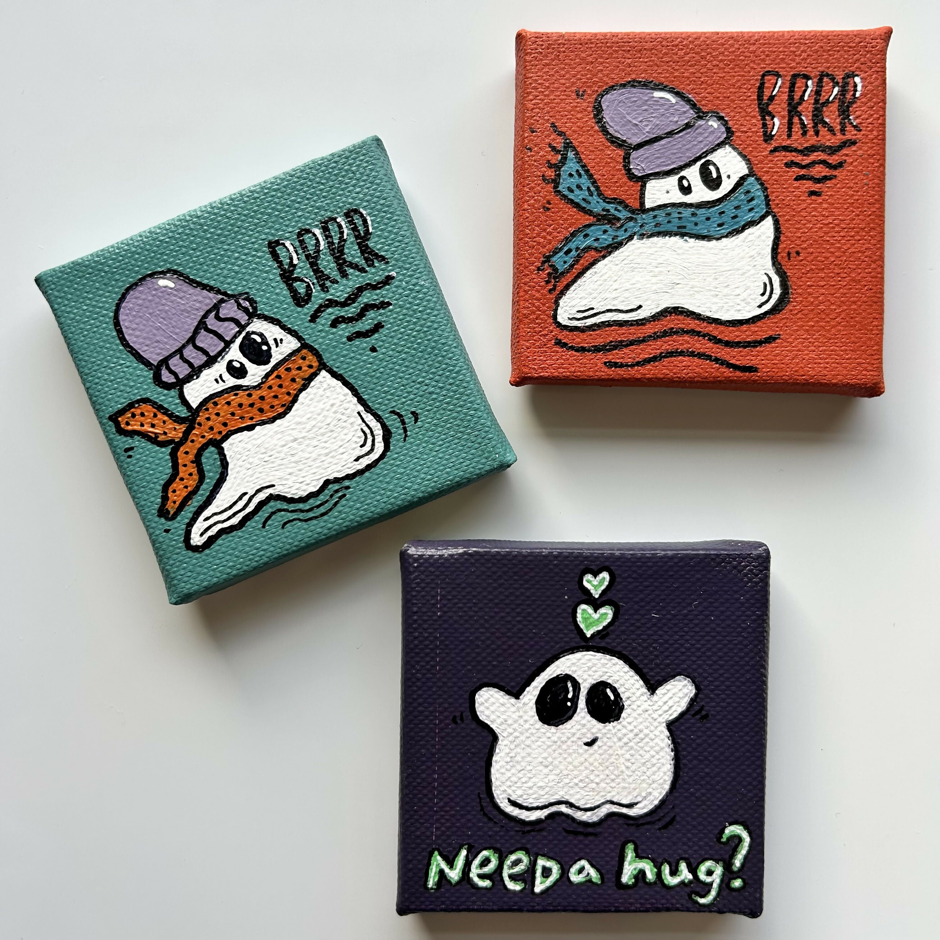 Ghosts Mini Canvases Original Artwork