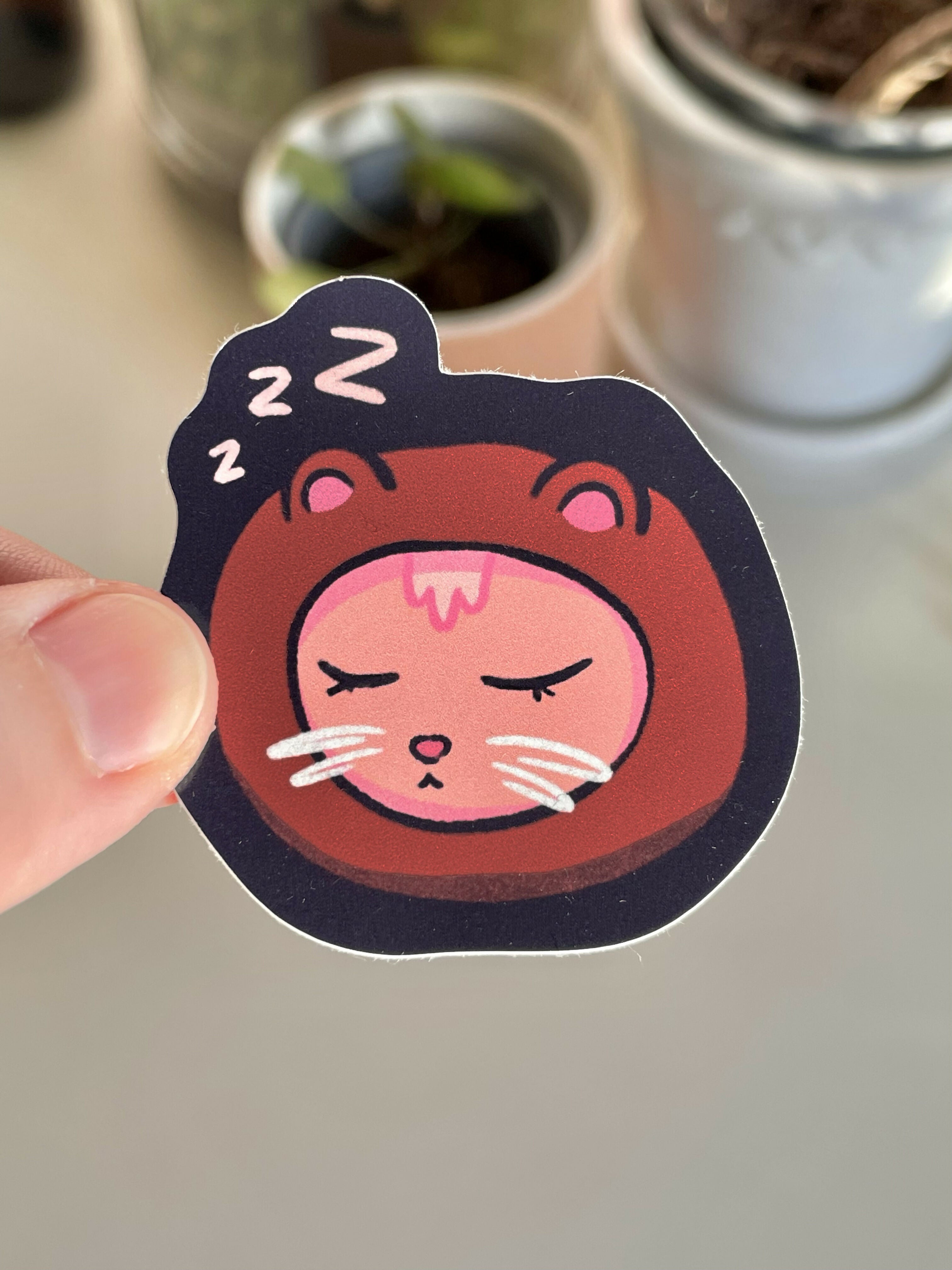 Sleepy Bear Cat Single Sticker