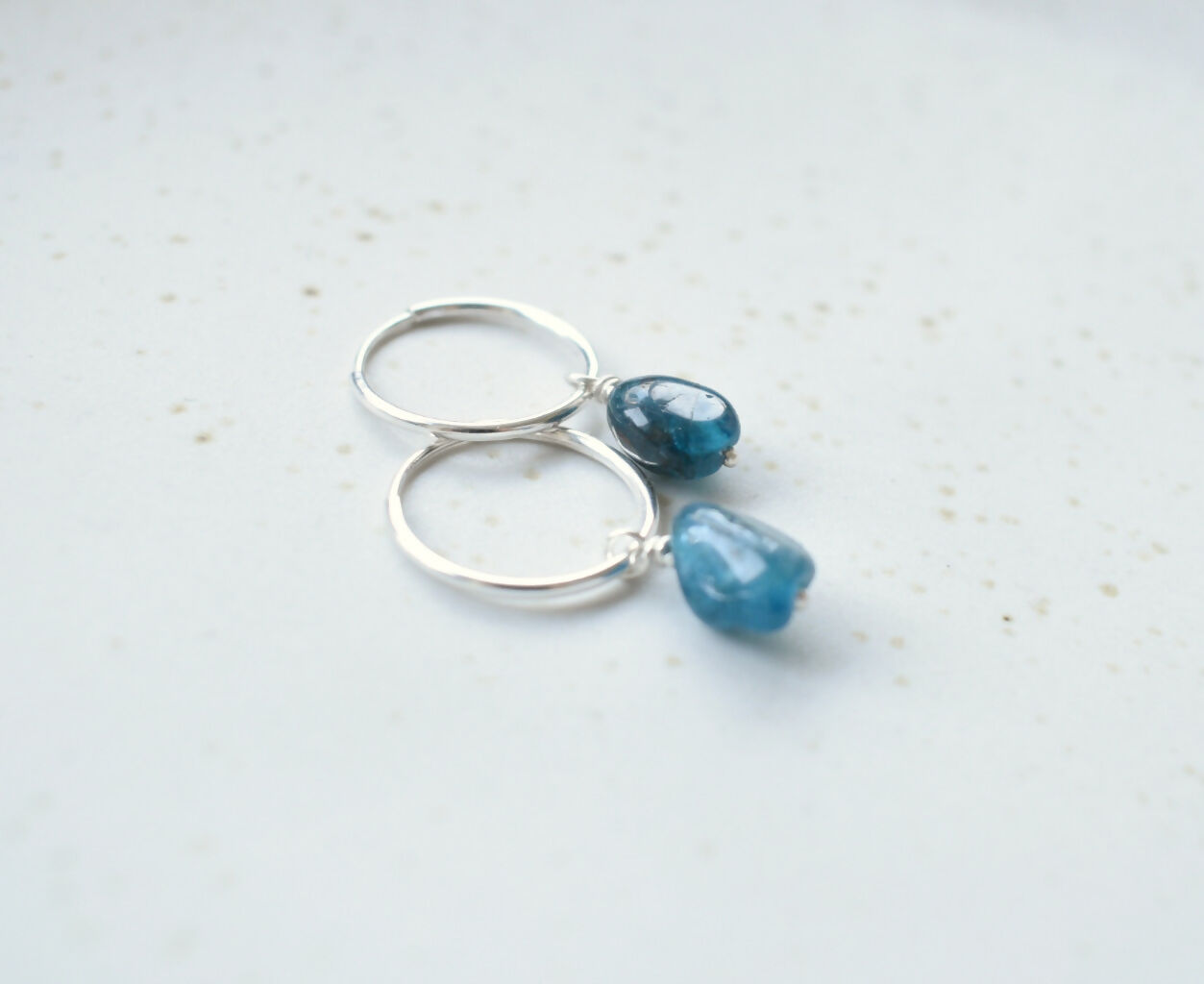 Sterling Silver & Apatite Drop Hoop Earrings