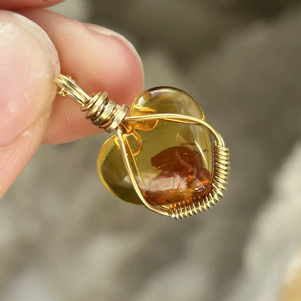 Handmade Gold Vermeil Amber Heart Necklace