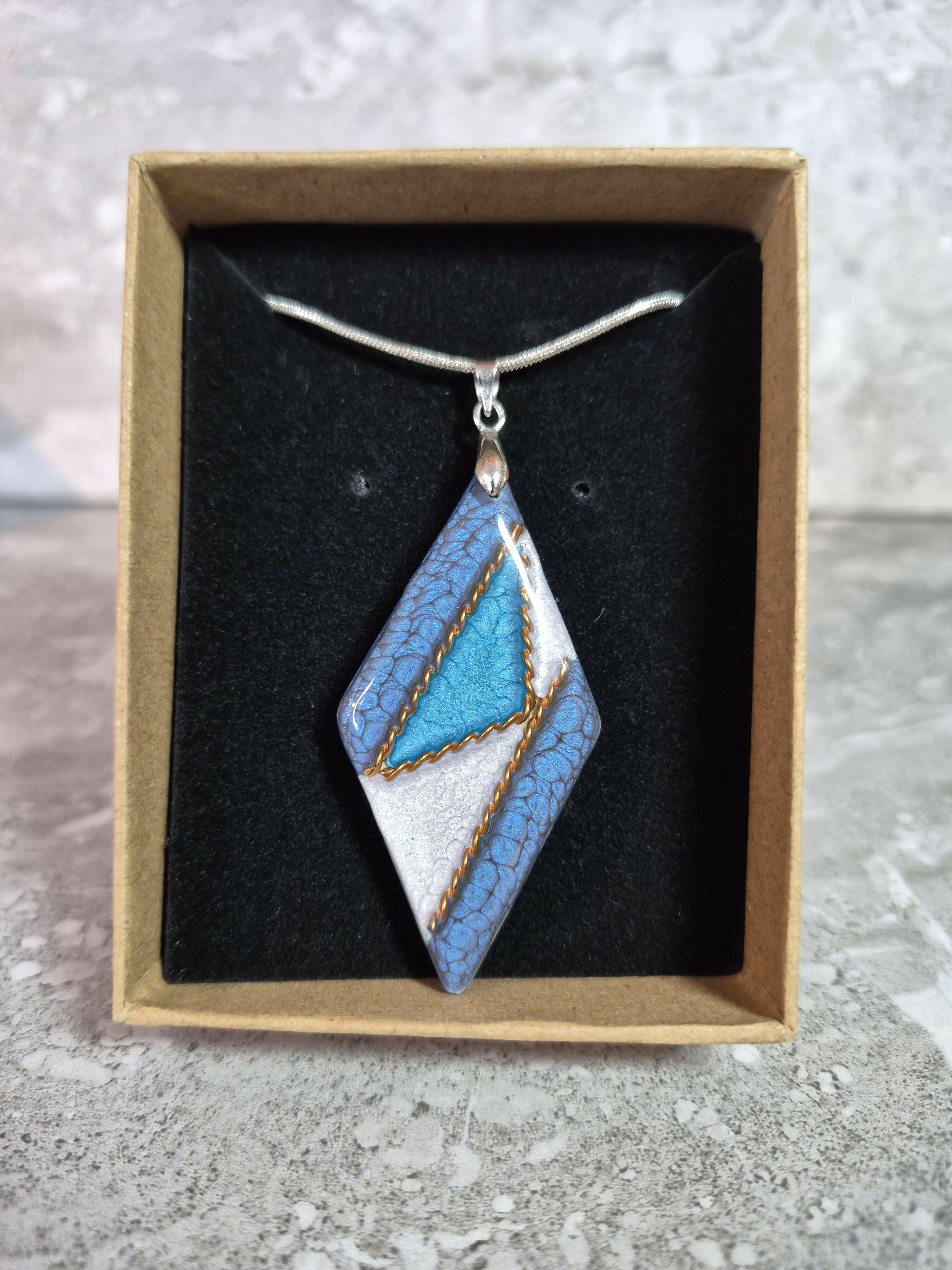Unique Double Sided, Hand Crafted, Geometric Diamond Pendant