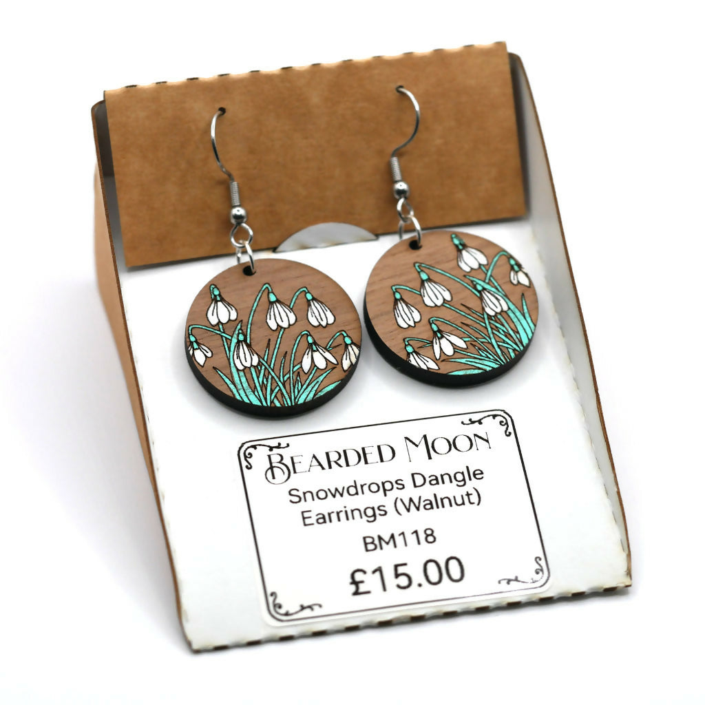 Snowdrops Dangle Earrings (Walnut)