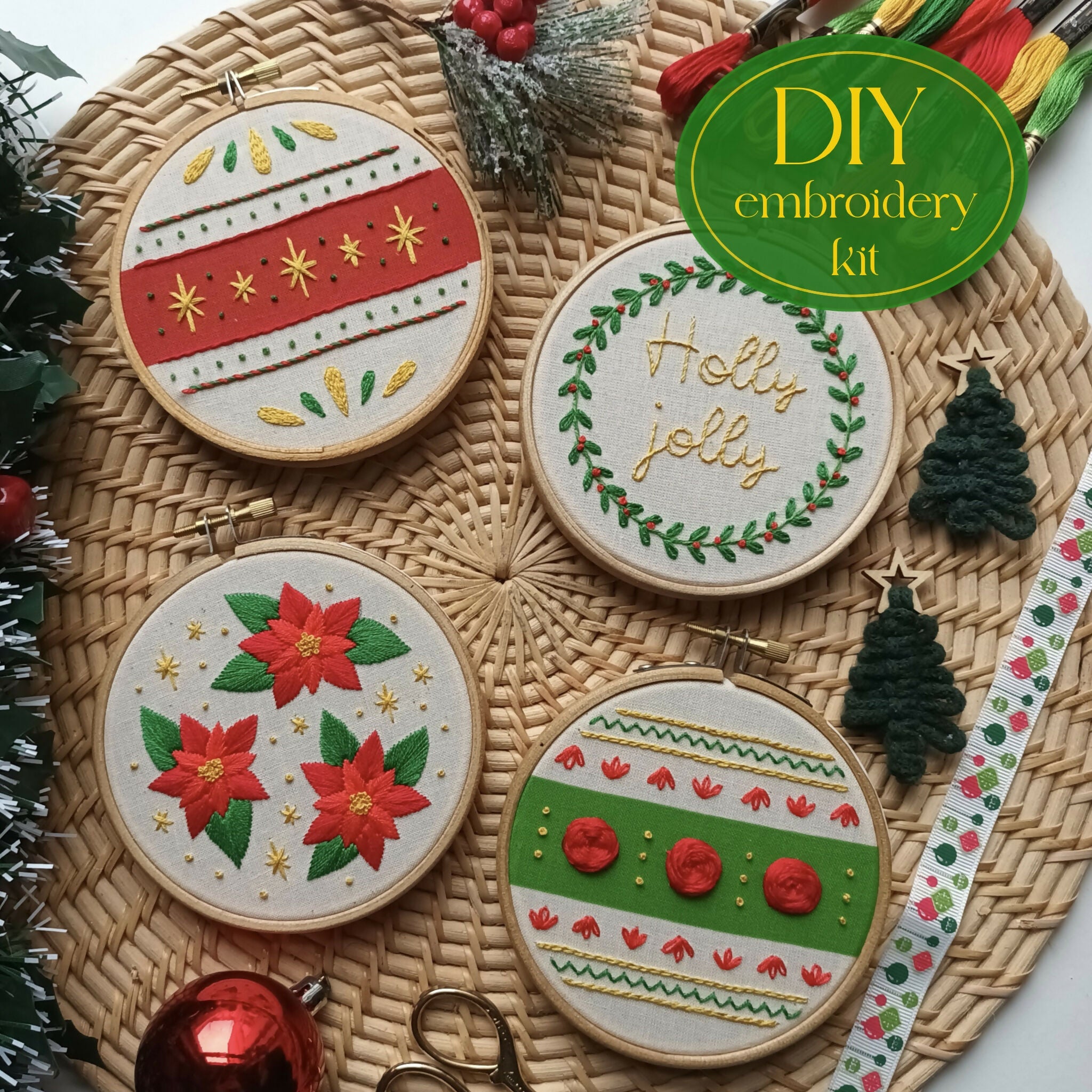 DIY Embroidery Kit For Beginners - Christmas ornaments