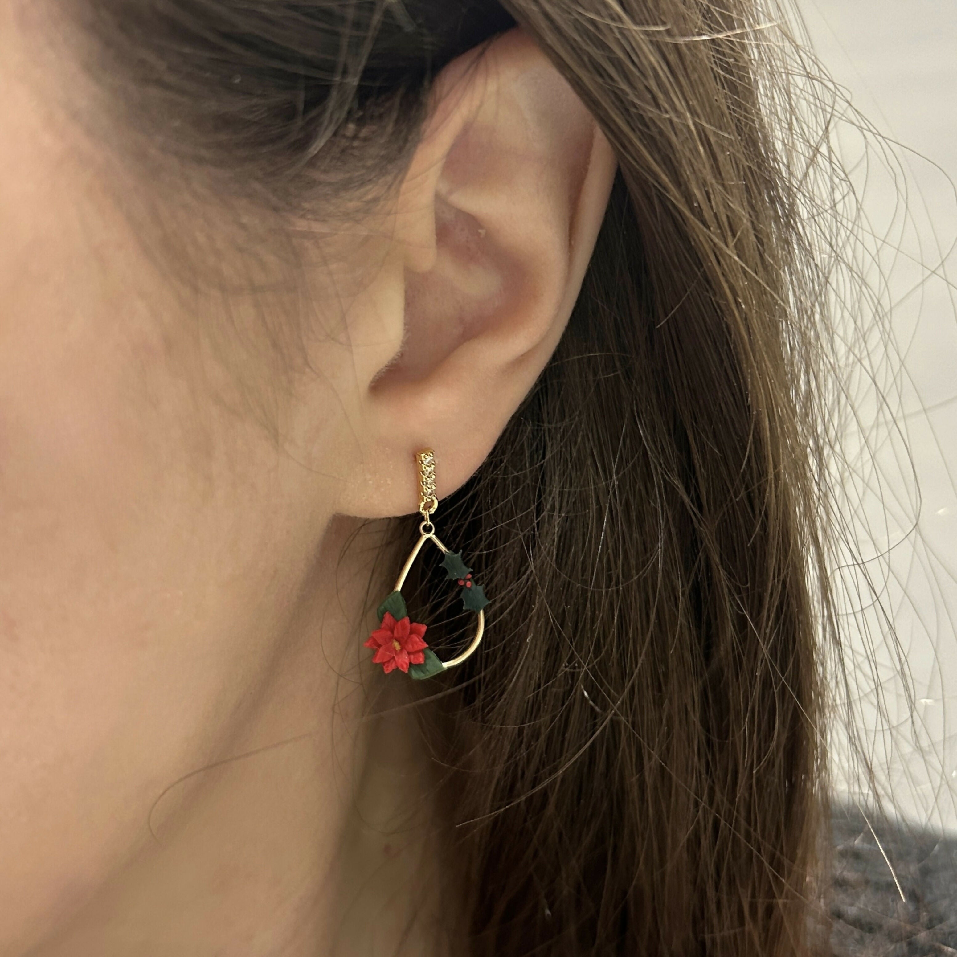 Small Teardrop Christmas Earrings