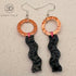 Black Pumpkin Doodle Wave & Hand-Hammered Copper Earrings