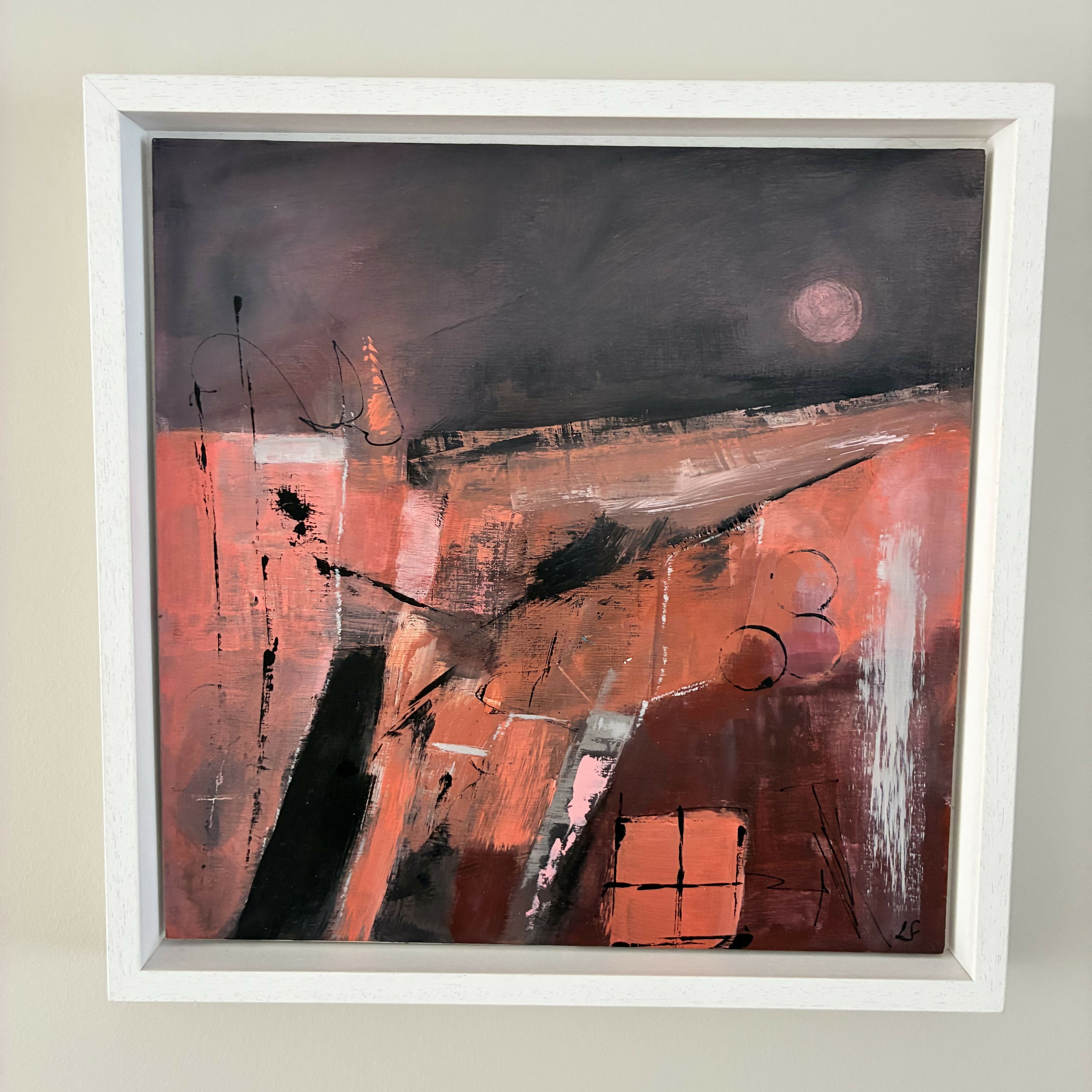 Abstract Landscape Acrylic Painting on wood panel in tray frame- 'Way Through'
