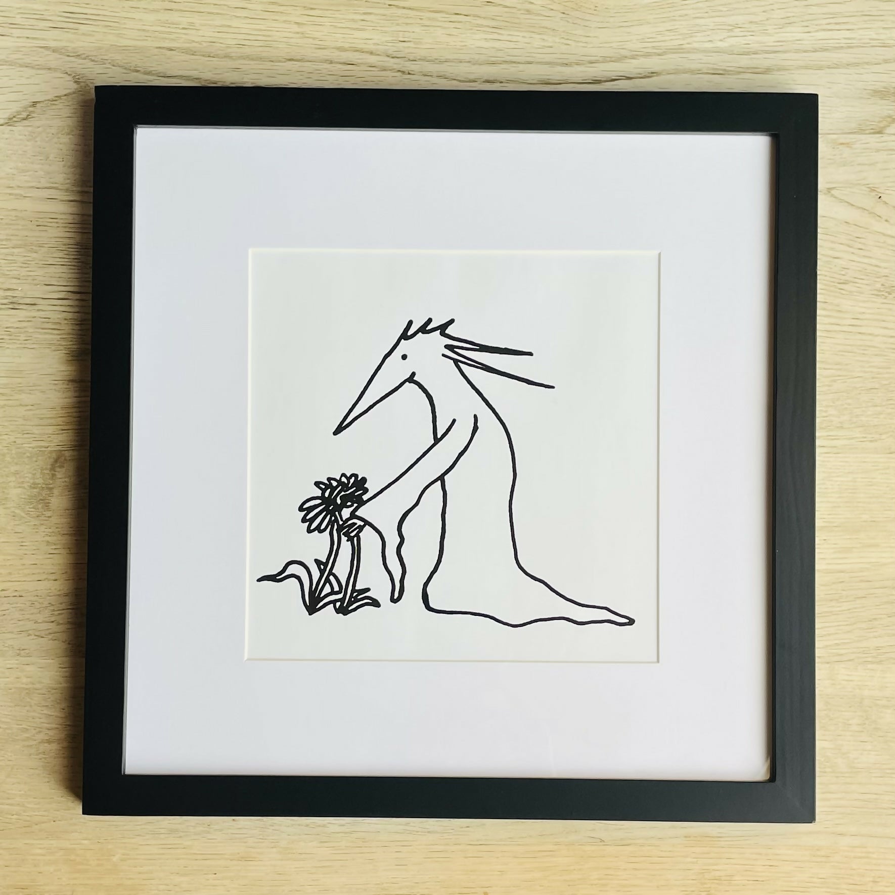 Figure With Plants Square Print – Pen And Ink Design