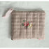 Mauve Pink Gingham Floral Quilted Coin Purse / Card Holder