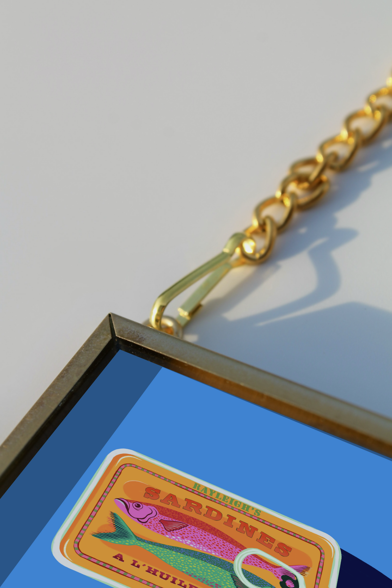Gold Glass Mini Framed Sardine Art