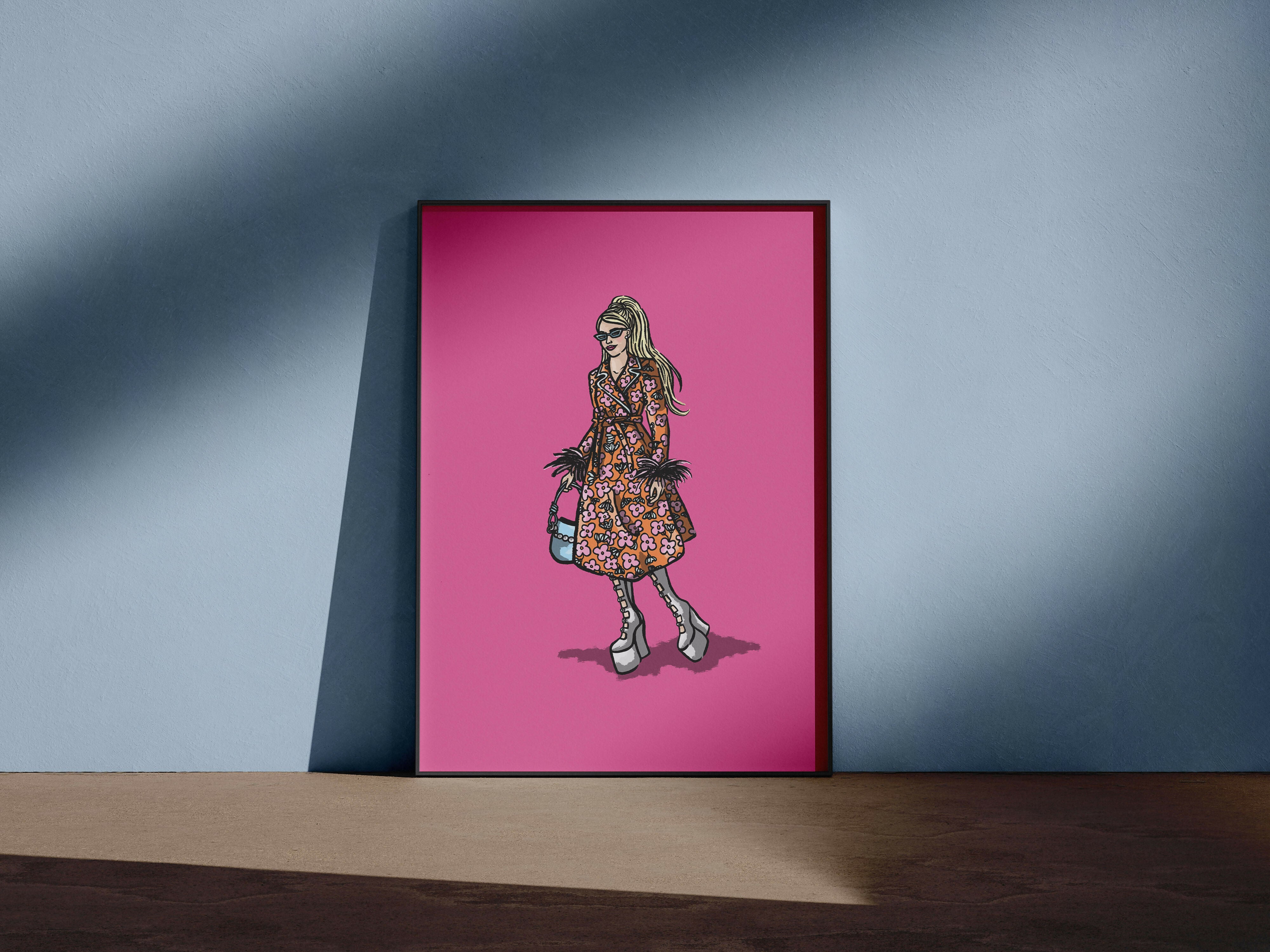 Barbie Girl Fashion Figure Illustration Print A3