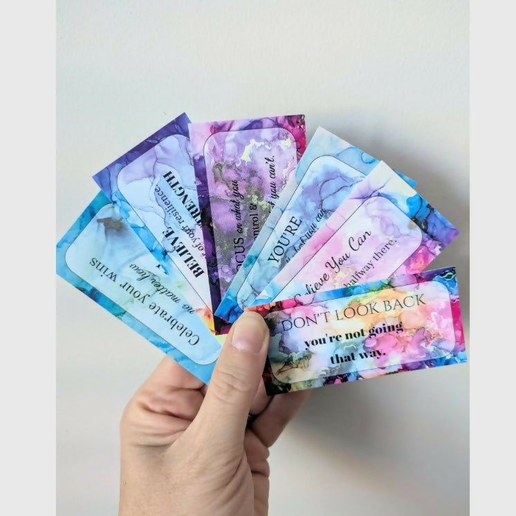 Affirmation Cards Keyring, Marble Alcohol Ink Art