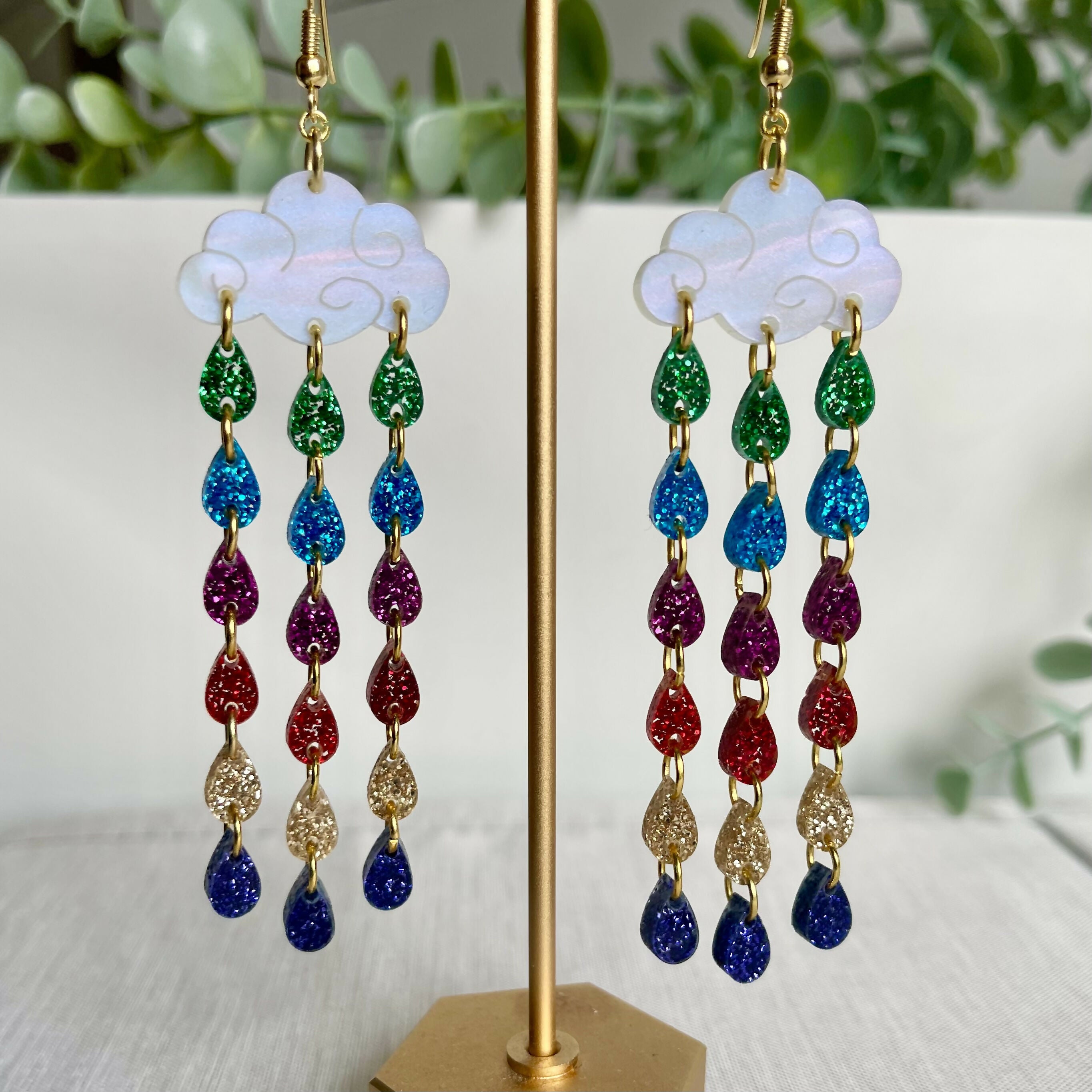 Rainbow Drop Dangly Earrings