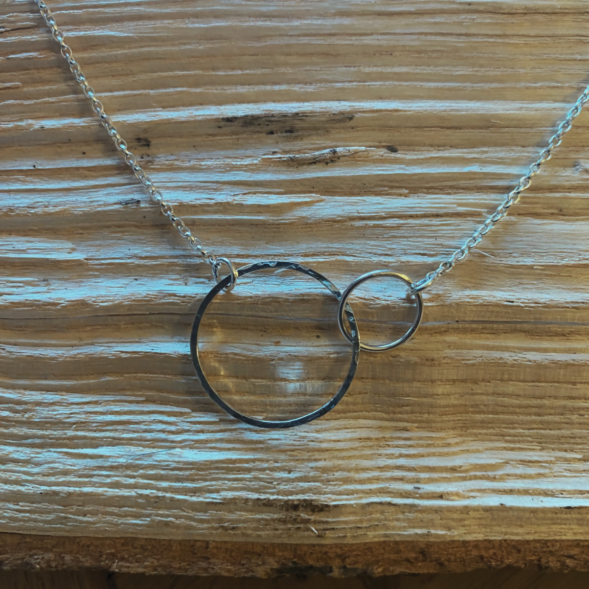 Sterling Silver Orbit Duo Necklace - adjustable 16 to 18 inches