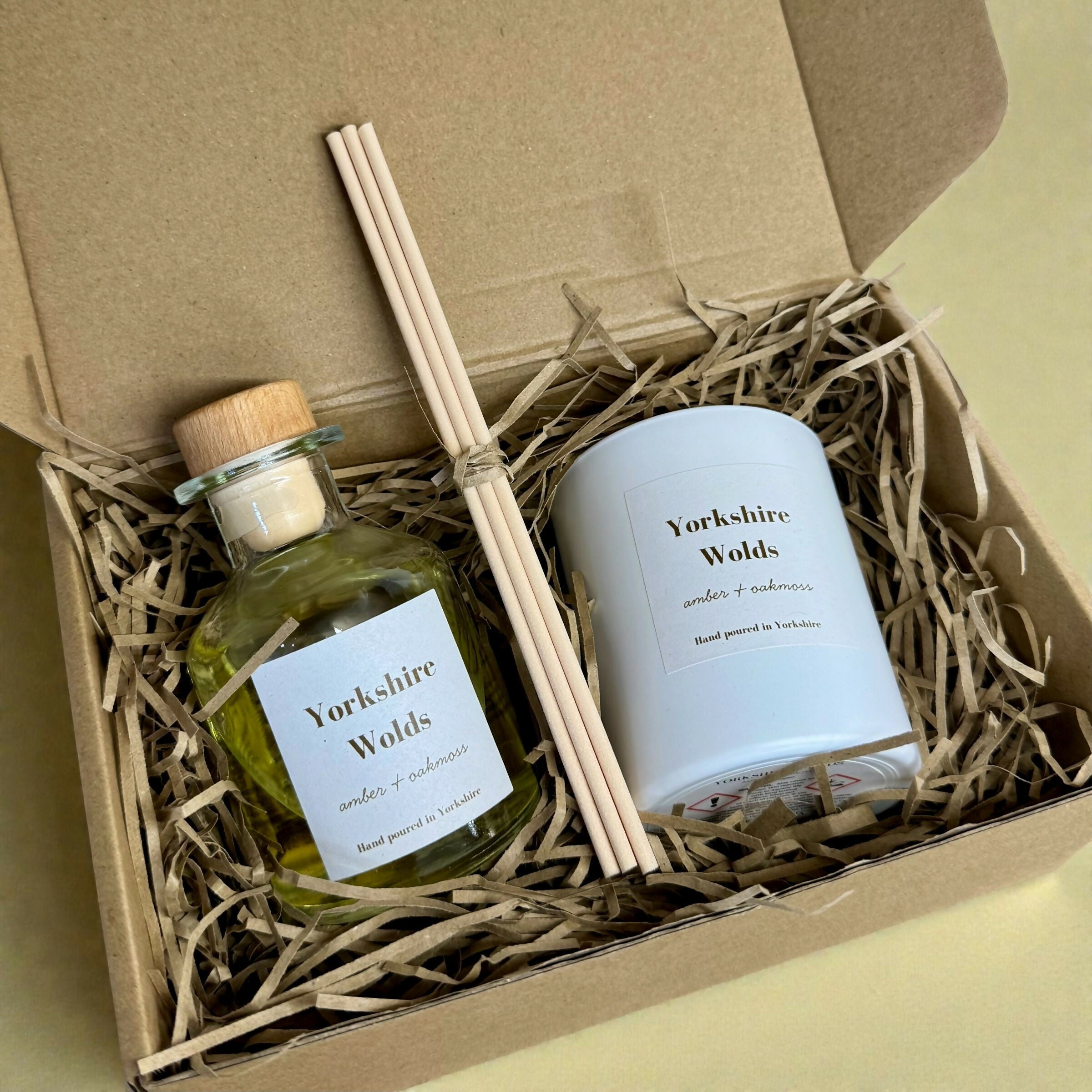 Yorkshire Wolds - Amber and Oakmoss Gift Set Candle 160g and Reed Diffuser 100ml